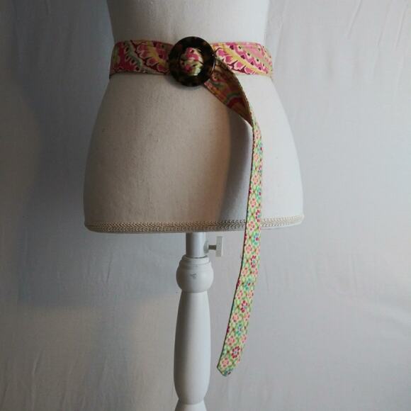 Vera Bradley Accessories - Vera Bradley quilted cloth belt One Size Yellow Pink